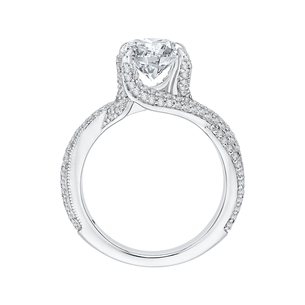 Split Shank Round Diamond Engagement Ring in 14K White Gold (Semi-Mount)