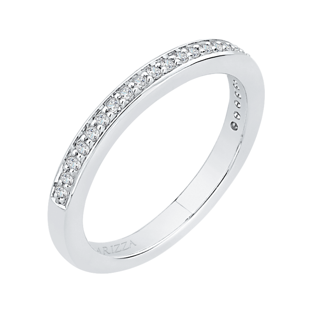 Round Diamond Half-Eternity Wedding Band in 14K White Gold