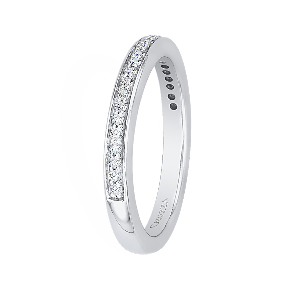 Round Diamond Half-Eternity Wedding Band in 14K White Gold