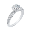 Round Diamond Floral Engagement Ring in 14K White Gold (Semi-Mount)