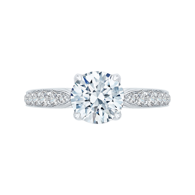 Round Diamond Floral Engagement Ring in 14K White Gold (Semi-Mount)