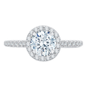 Round Diamond Halo Engagement Ring in 14K White Gold (Semi-Mount)