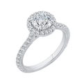 Round Diamond Halo Engagement Ring in 14K White Gold (Semi-Mount)