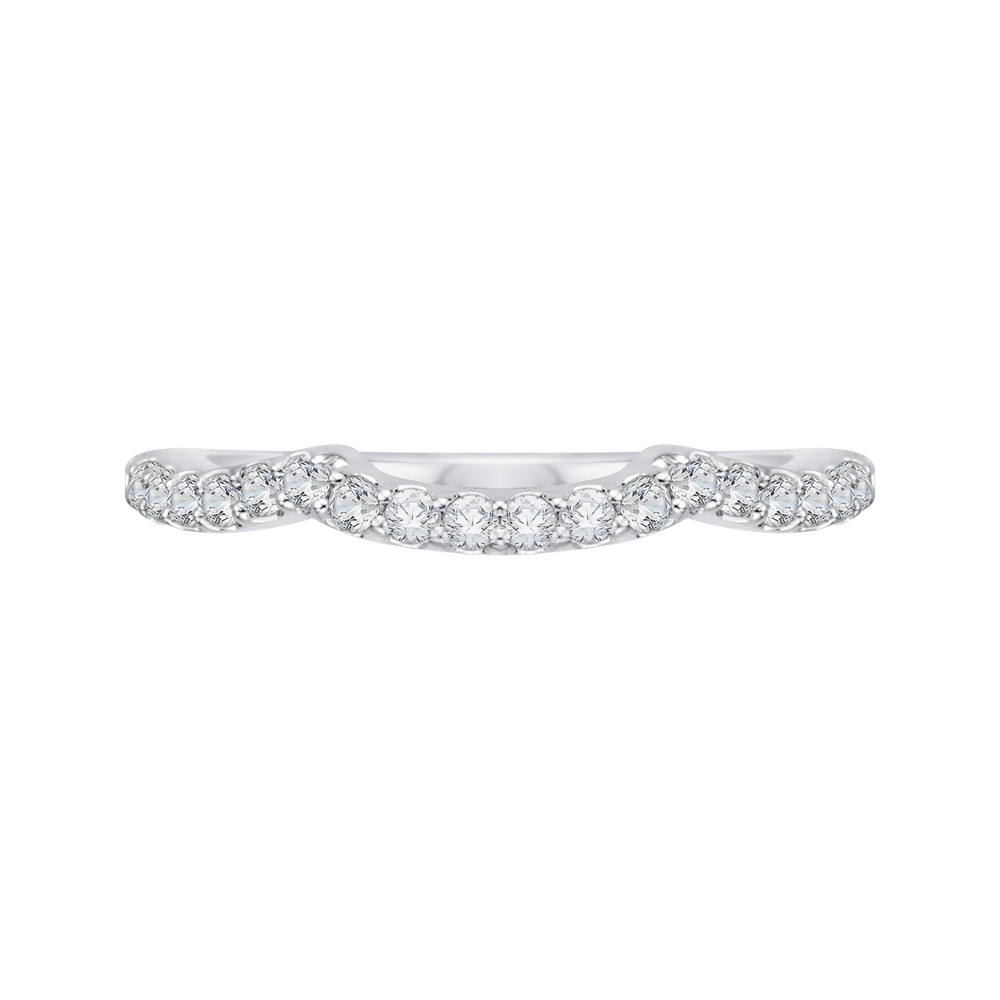 Round Diamond Half-Eternity Wedding Band in 14K White Gold