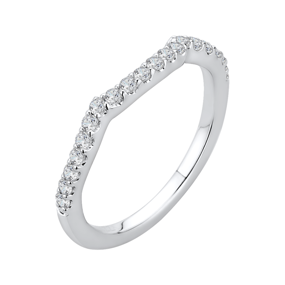 Round Diamond Half-Eternity Wedding Band in 14K White Gold