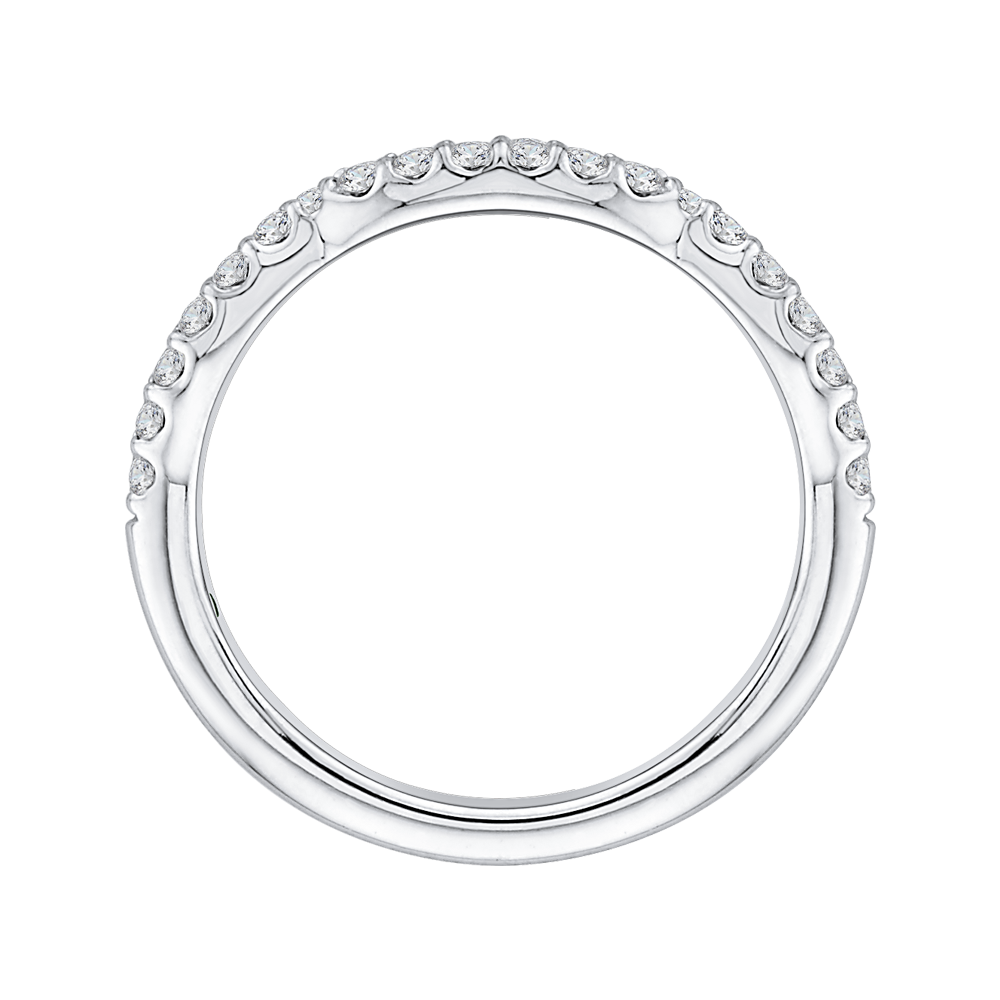 Round Diamond Half-Eternity Wedding Band in 14K White Gold