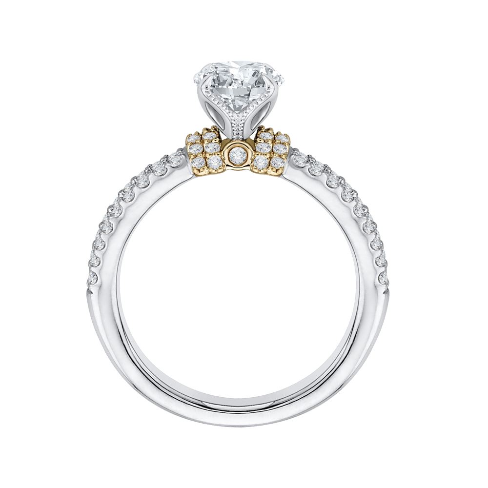 Split Shank Round Diamond Engagement Ring in 14K Two Tone Gold (Semi-Mount)