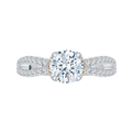 Split Shank Round Diamond Engagement Ring in 14K Two Tone Gold (Semi-Mount)