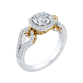 Split Shank Round Diamond Halo Engagement Ring in 14K Two Tone Gold (Semi-Mount)