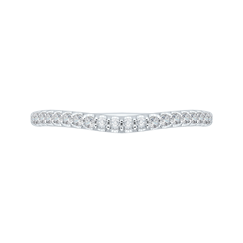 Round Diamond Half-Eternity Wedding Band in 14K White Gold