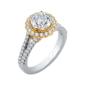 Split Shank Round Diamond Halo Engagement Ring in 14K Two Tone Gold (Semi-Mount)