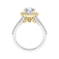 Split Shank Round Diamond Halo Engagement Ring in 14K Two Tone Gold (Semi-Mount)