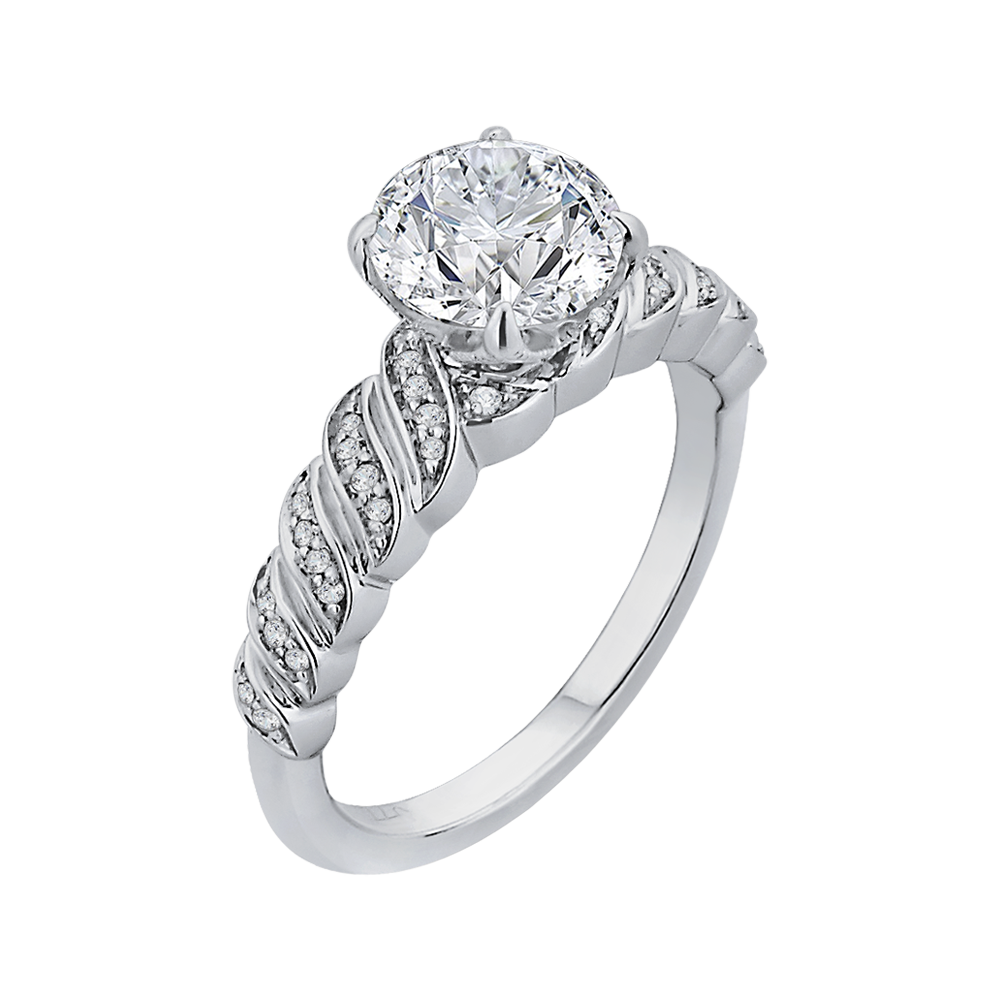 Round Diamond Engagement Ring in 14K White Gold (Semi-Mount)