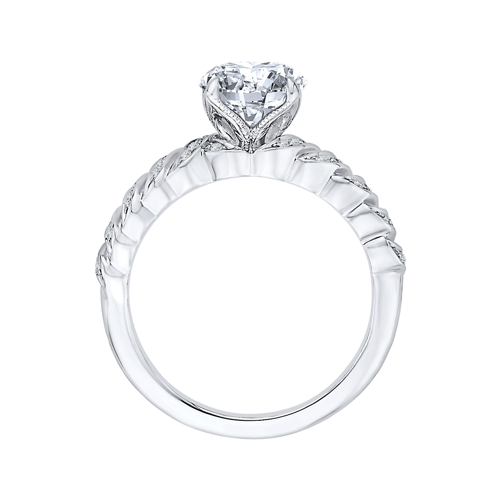 Round Diamond Engagement Ring in 14K White Gold (Semi-Mount)