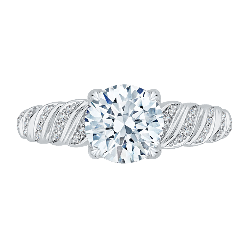 Round Diamond Engagement Ring in 14K White Gold (Semi-Mount)