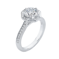 Round Diamond Cathedral Style Engagement Ring in 14K White Gold (Semi-Mount)