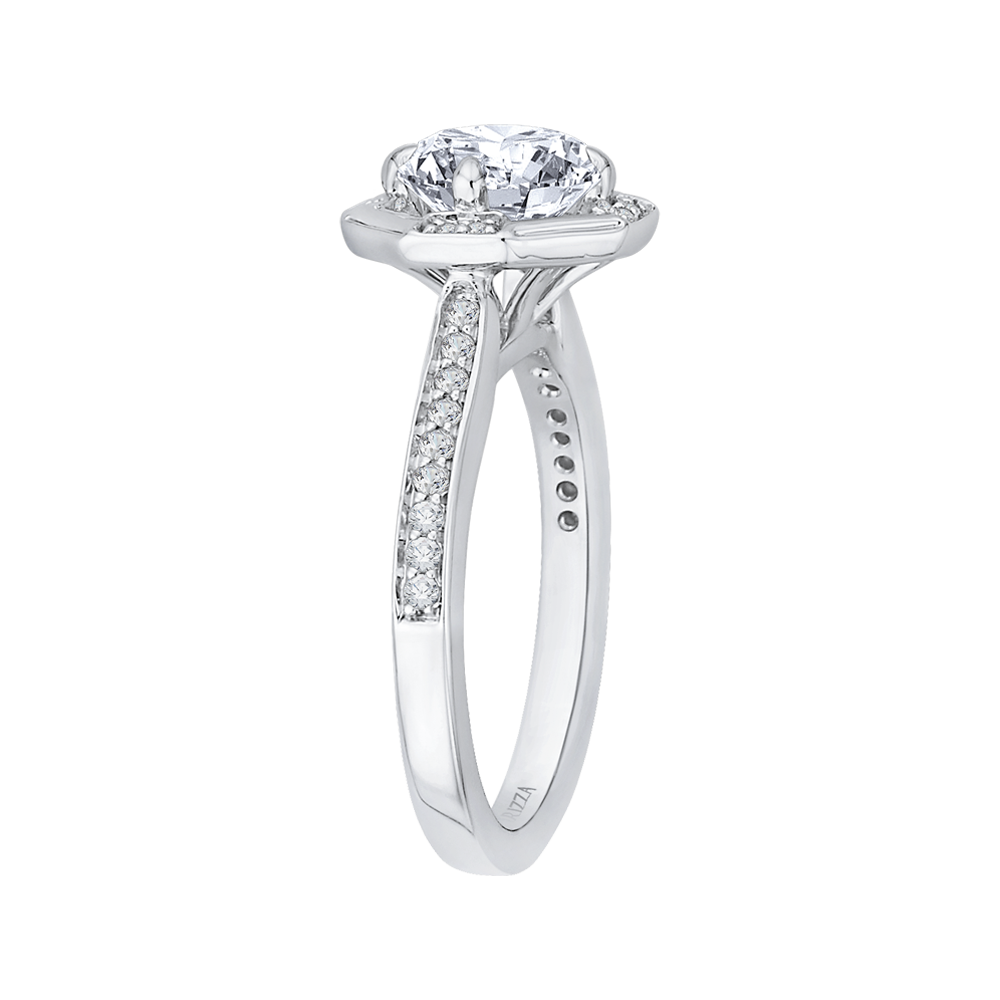 Round Diamond Cathedral Style Engagement Ring in 14K White Gold (Semi-Mount)