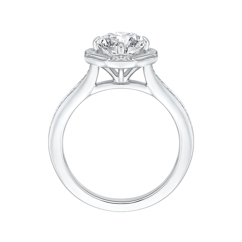 Round Diamond Cathedral Style Engagement Ring in 14K White Gold (Semi-Mount)