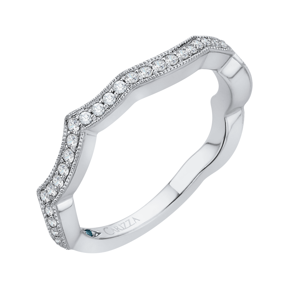 Round Diamond Wedding Band in 14K White Gold