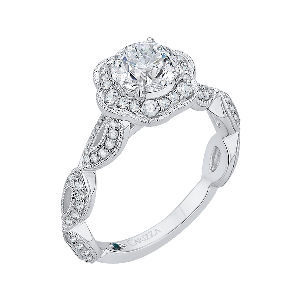 Round Diamond Engagement Ring in 14K White Gold (Semi-Mount)