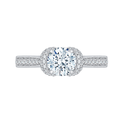 Round Diamond Cathedral Style Engagement Ring in 14K White Gold (Semi-Mount)