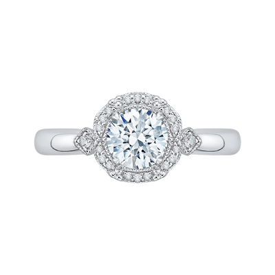 Round Diamond Cathedral Style Engagement Ring in 14K White Gold (Semi-Mount)