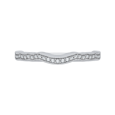 Round Diamond Half-Eternity Wedding Band in 14K White Gold