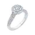 Round Diamond Floral Halo Engagement Ring in 14K White Gold (Semi-Mount)