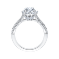 Round Diamond Floral Halo Engagement Ring in 14K White Gold (Semi-Mount)