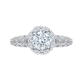 Round Diamond Floral Halo Engagement Ring in 14K White Gold (Semi-Mount)