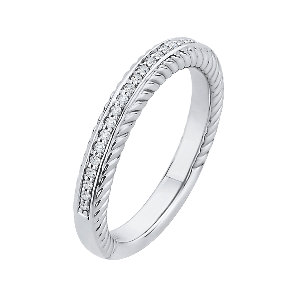 Round Diamond Half-Eternity Wedding Band in 14K White Gold