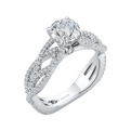 Split Shank Round Diamond Engagement Ring in 14K White Gold (Semi-Mount)