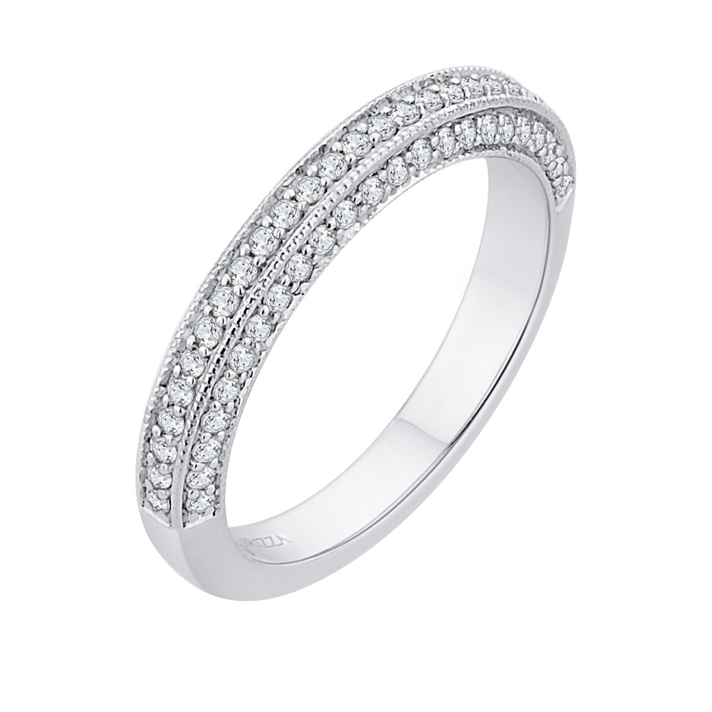 Round Diamond Half-Eternity Wedding Band in 14K White Gold