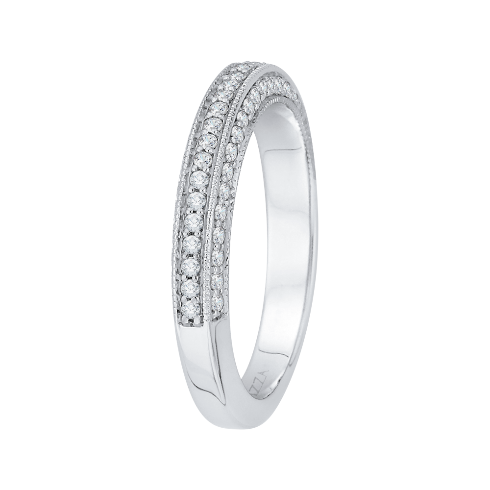 Round Diamond Half-Eternity Wedding Band in 14K White Gold