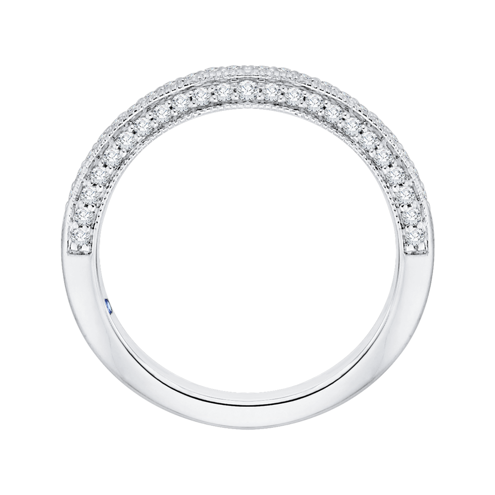 Round Diamond Half-Eternity Wedding Band in 14K White Gold