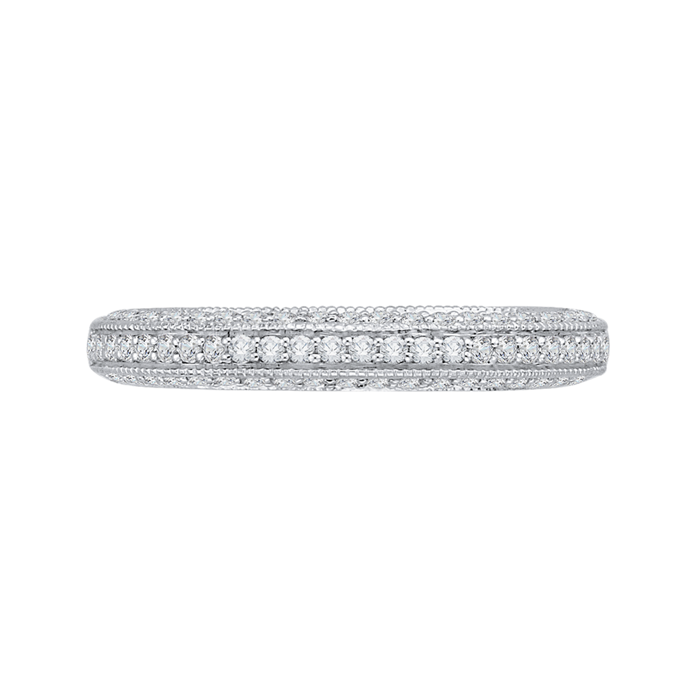 Round Diamond Half-Eternity Wedding Band in 14K White Gold