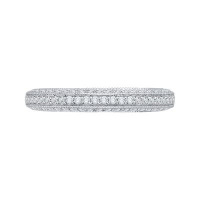 Round Diamond Half-Eternity Wedding Band in 14K White Gold