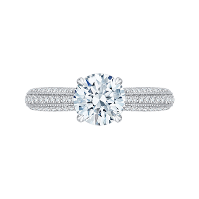 Round Diamond Cathedral Style Engagement Ring in 14K White Gold (Semi-Mount)