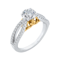 Split Shank Round Diamond Engagement Ring in 14K Two Tone Gold (Semi-Mount)