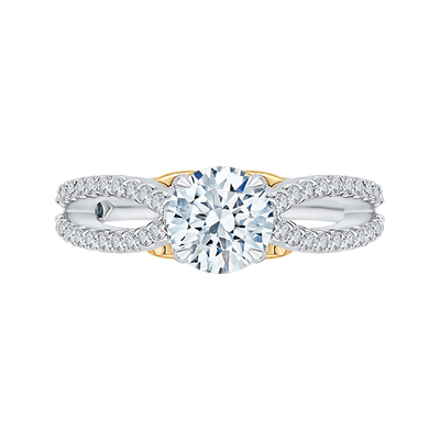 Split Shank Round Diamond Engagement Ring in 14K Two Tone Gold (Semi-Mount)