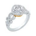 Split Shank Round Diamond Halo Engagement Ring in 14K Two Tone Gold (Semi-Mount)