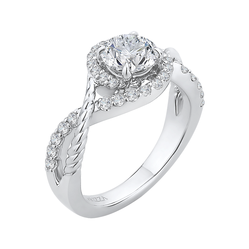 Round Diamond Engagement Ring in 14K White Gold (Semi-Mount)