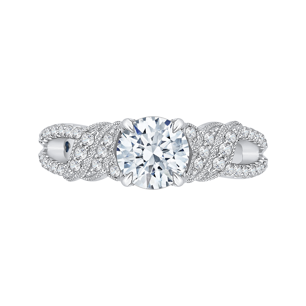 Round Diamond Engagement Ring in 14K White Gold (Semi-Mount)