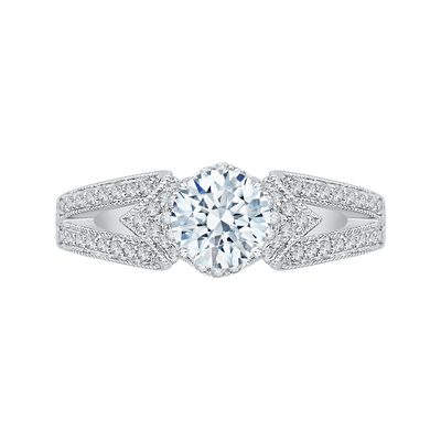 Split Shank Round Diamond Engagement Ring in 14K White Gold (Semi-Mount)