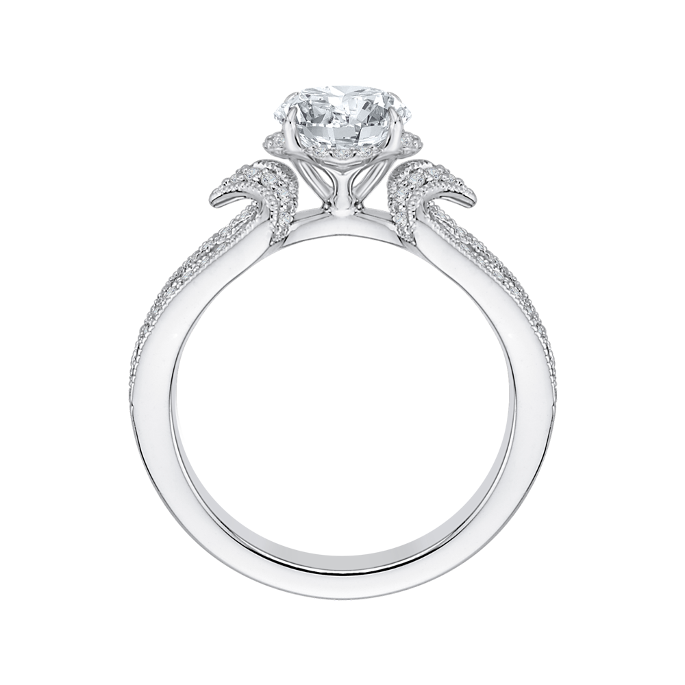 Split Shank Round Diamond Engagement Ring in 14K White Gold (Semi-Mount)