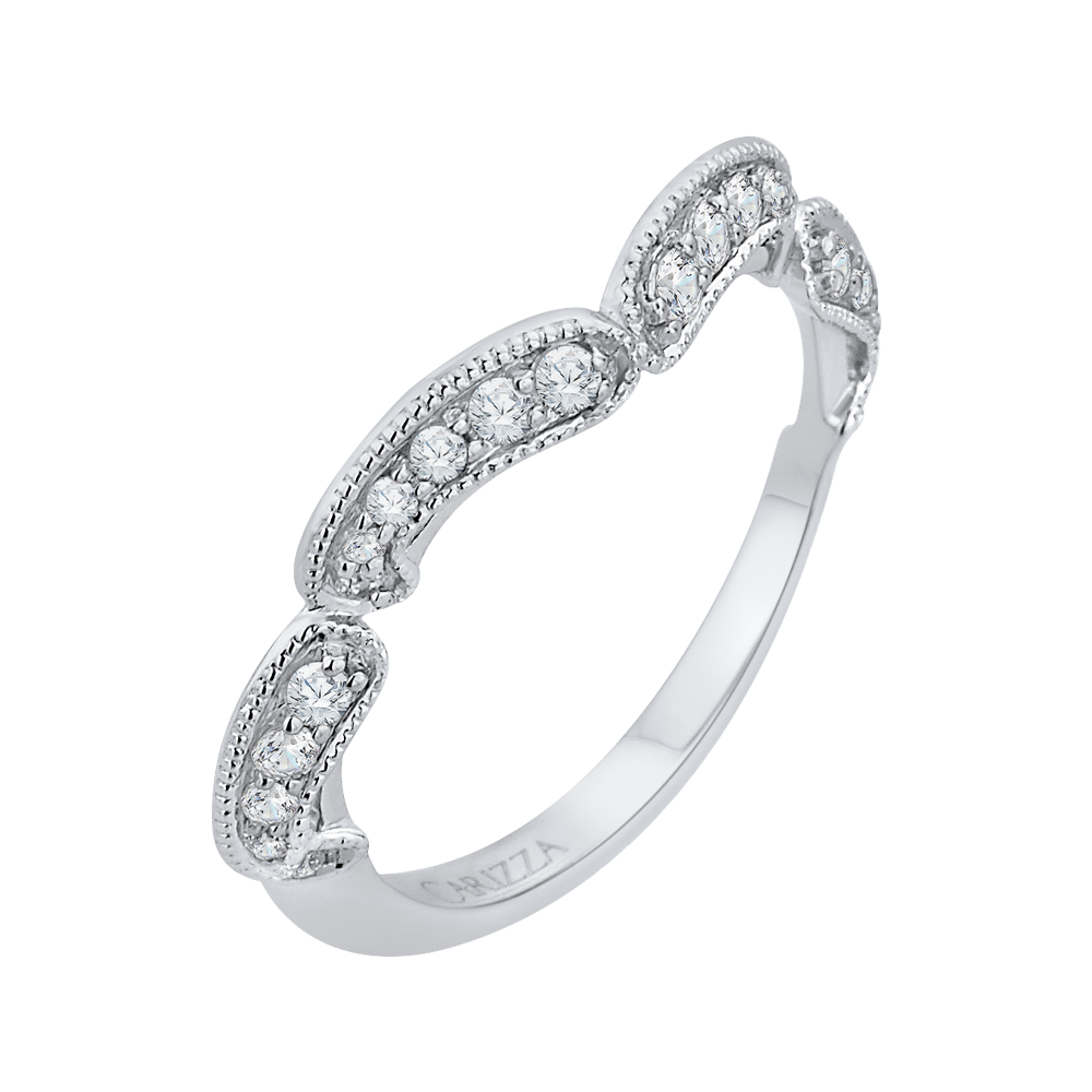 Round Diamond Half-Eternity Wedding Band in 14K White Gold