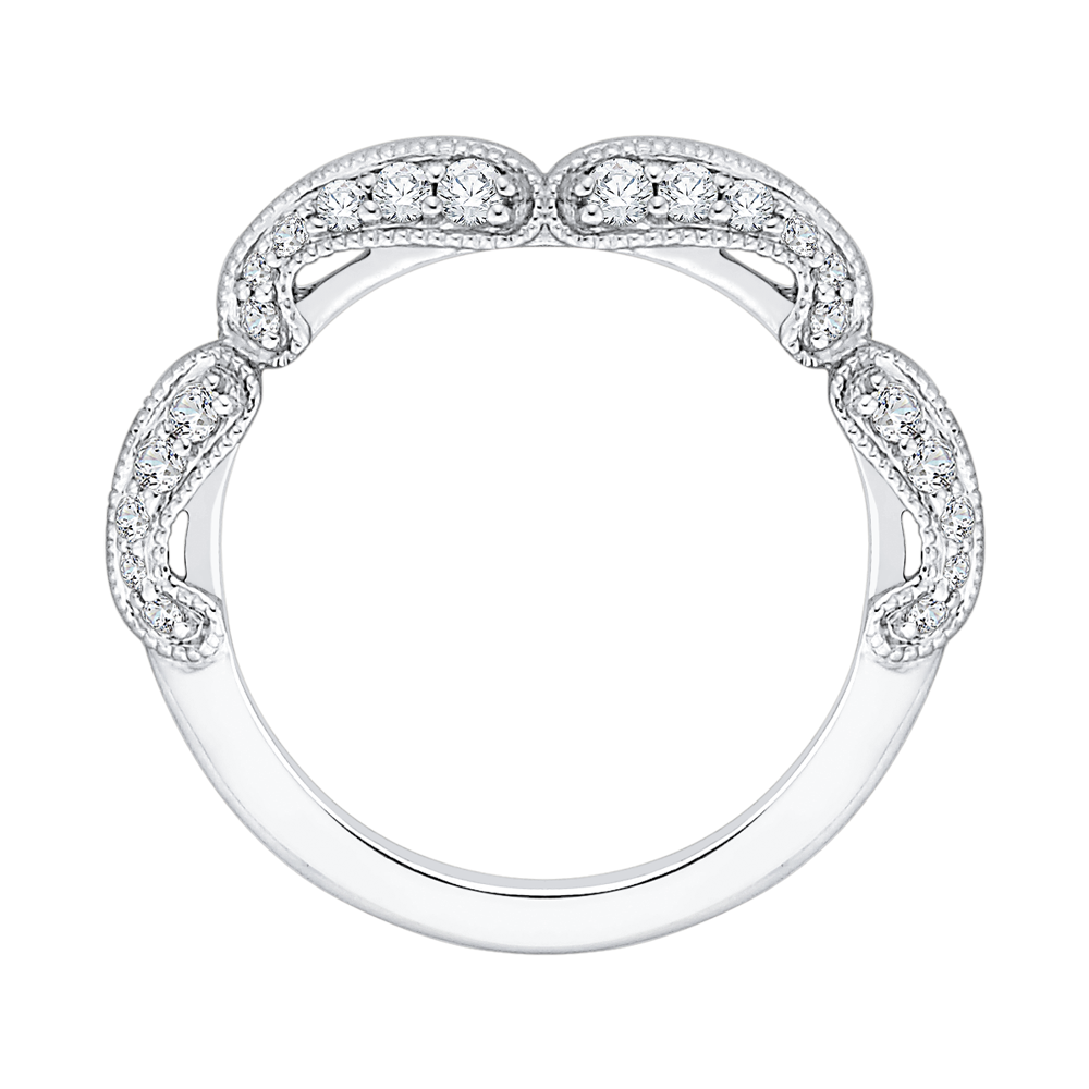 Round Diamond Half-Eternity Wedding Band in 14K White Gold