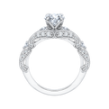 Split Shank Round Diamond Vintage Engagement Ring in 14K White Gold (Semi-Mount)