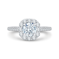 Round Diamond Halo Engagement Ring in 14K White Gold (Semi-Mount)