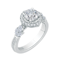 Round Diamond Floral Halo Engagement Ring in 14K White Gold (Semi-Mount)